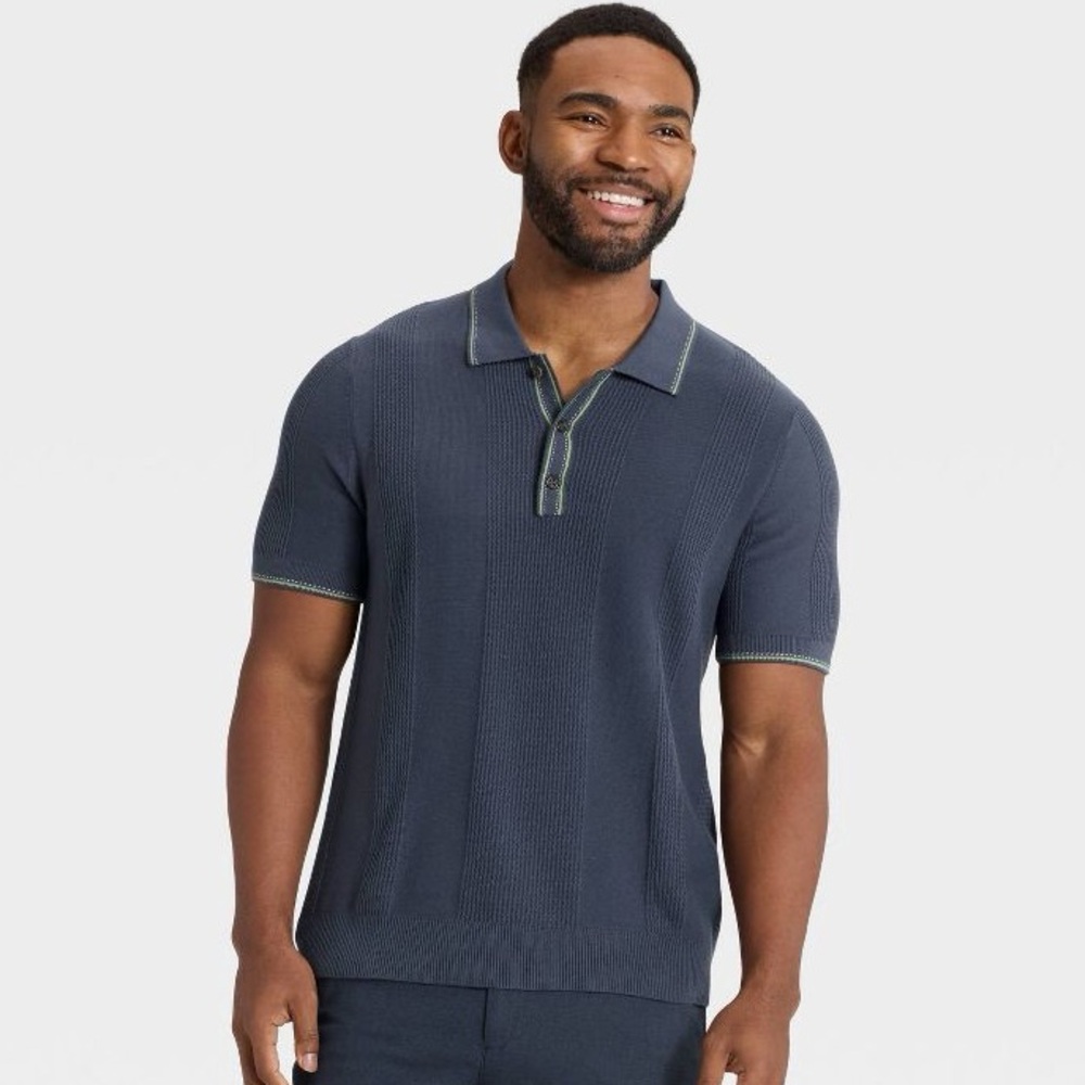 Men's Goodfellow 100% Cotton Polo Shirt in Blue. Size XL.
